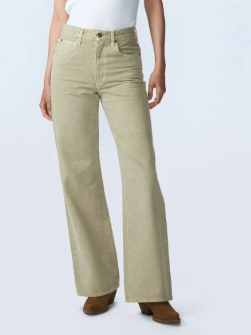 Slvrlake Grace Jeans Pale Khaki Light Green High Rise Comfy USA Cotton Blend 25